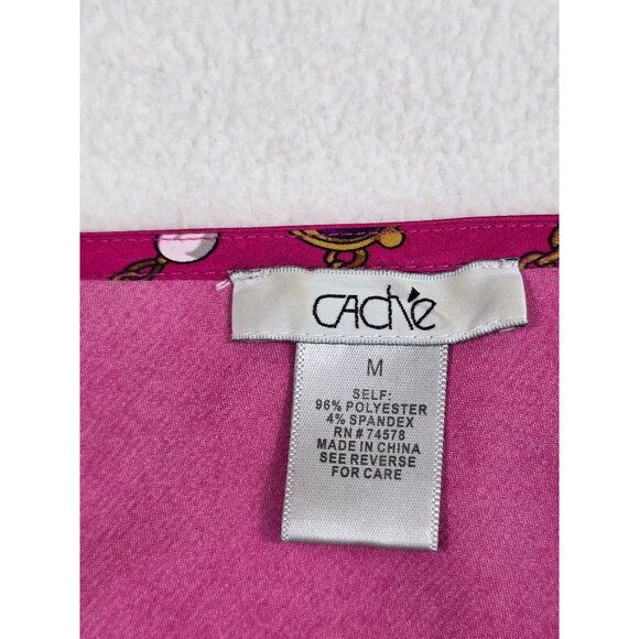 Vintage Y2K Cache Womens Pink Satin Belted Cowl Neck Top M Flutter Sleeves - Picture 2 of 3